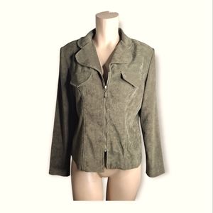 Vintage Faux suede jacket blazer green size 10p
